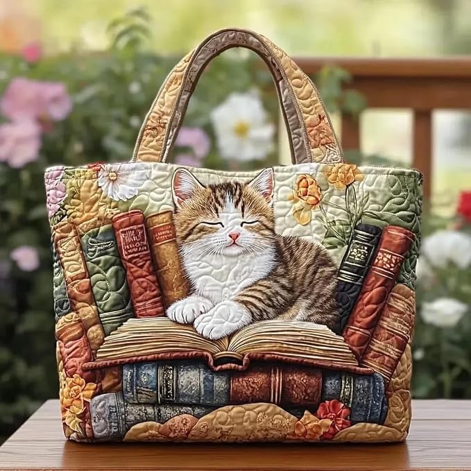 Women's Quilted Tote Bag – Lightweight Large Capacity Foldable for Travel | 20.87" L x 15.75" H - Image 2