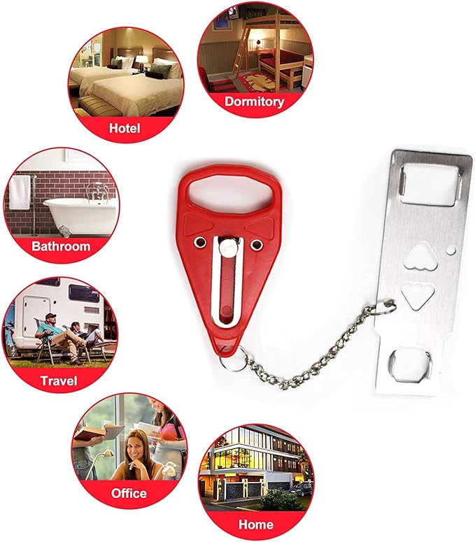 Rerishom 2Pack Portable Door Lock, Hotel Travel Door Lock Security for Home | Hotel Safety Device for Door Security, Portable Lock for Hotel Room, Apartment, College Dorm and Travel - Image 6