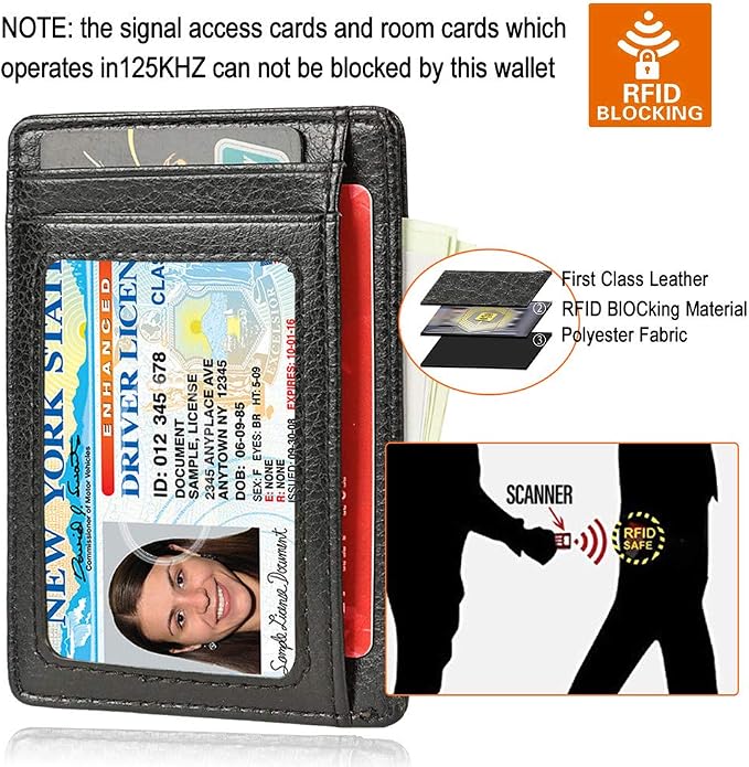GH GOLD HORSE Slim RFID Blocking Card Holder Minimalist Leather Front Pocket Wallet for Women | Slim - Image 5
