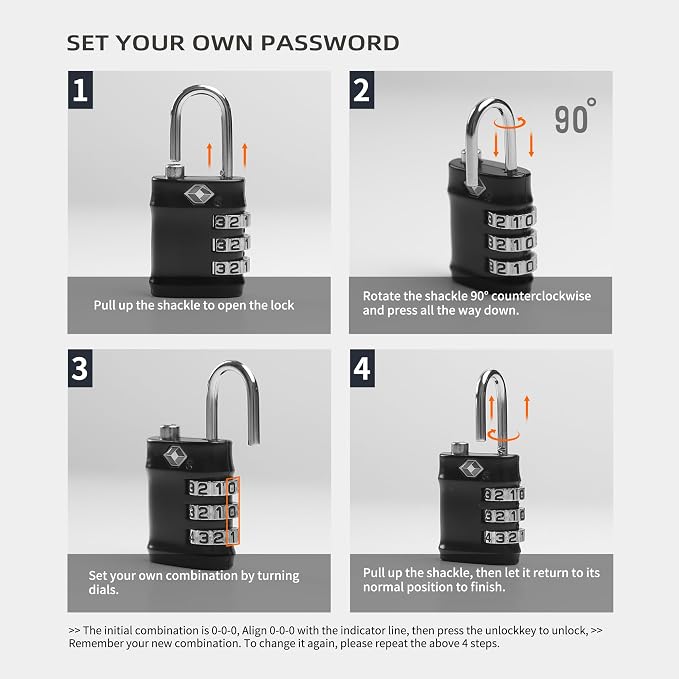 Luggage Locks TSA Approved 2 Pack, Combo Lock for Gym Locker, Small Combination Padlock, Padlock with Code for Travel Essentials, Suitcase, Zipper, Locker, Cabinet, Gun Case, Tool Box - Image 6