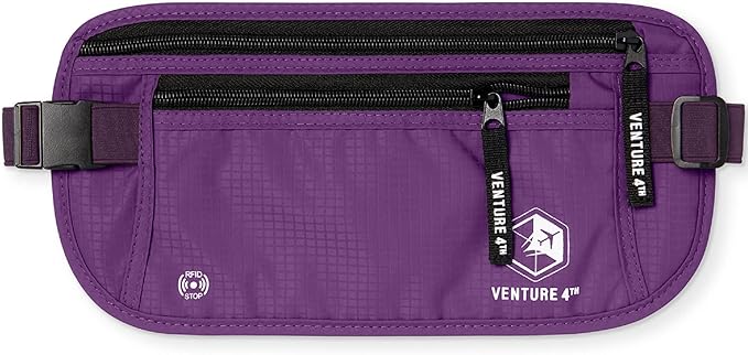 VENTURE 4TH Travel Money Belt, RFID Blocking Passport Holder - Purple by VENTURE4TH