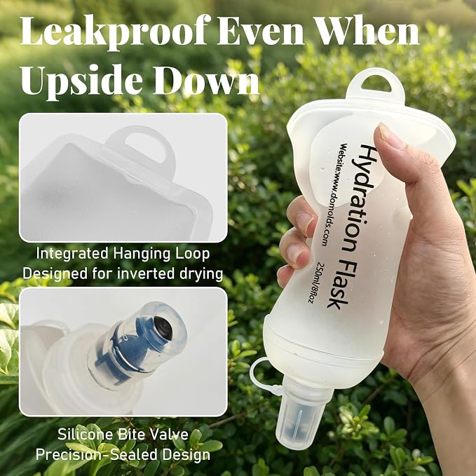 150ML Soft Flask, TPU Collapsible Soft Water Bottle for Hydration Pack, Running Vest, Leak-Proof Folding Water Bottle for Hiking Cycling Climbing Jogging- 1Pcs, Wihte - Image 3