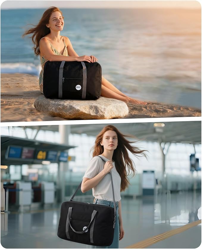 WANDF Personal Item Travel Bag, Carry On Duffle Bag Women | 18x14x8 inches, Airline Underseat Aprroved, Weekend Overnight Trips, Lightweight Packable - Image 2