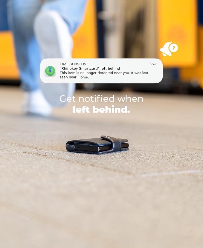 Rhinokey® Wallet Tracker Card Compatible with Apple Find My 0.07 inch IP68 | (iOS Only) Slim 0.07in Rechargeable IP68 Waterproof Tracker Item Finder Credit Card Tracker with Keychain Hole for Luggage - Image 3