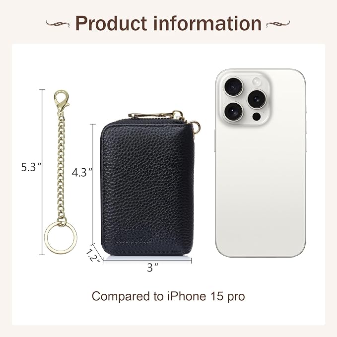 imeetu Rfid Credit Card Holder, Businese Card Case, Wallet for Women Men | Genuine Leather Card Wallet with id Window, Keychain & Double Zipper, Water-resistan Small Wallet with Gift Box, Daily Travel - Image 5