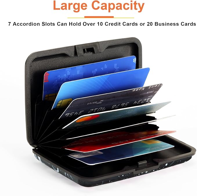 Mayski Credit Card Holder for Women RFID Blocking Wallet, Sun Moon | Card Wallets for Women Small Mini Business Metal Accordion Aluminum Alloy Hard Case for Men - Image 4