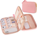 Electronics Organizer Travel Case, Charger Bag Cord Organizer Travel, All-in-One Cable Organizer Bag for Charger, Cords, Phone, Headphones, Flash Drive, SD Card (Pink, Large-Double Layer) by ZFZGFRCS