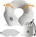 Inflatable Travel Neck Pillow with Adjustable Memory Foam Sides | Lightweight, Soft & Portable Support (Light Gray, Standard) by Unknown