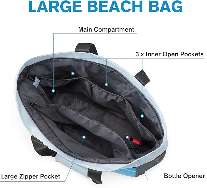 G4Free Beach Bag, Waterproof Sandproof Beach Tote Bag, Large Capacity Foldable for Women - Image 5