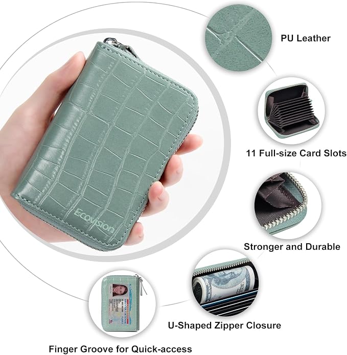 Credit Card Wallet, RFID Card Case Wallet, Zipper Card Cases Holder for Men Women, RFID Blocking, KeyChain Wallet, Compact Size Card Organizer Case for Women - Image 5