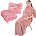 Travel Pillow and Blanket Set Travel Blanket Airplane Compact with Bag Travel Blanket Airplane Travel Essentials Car Blankets for Adults (Light Pink) by SONAICHTE