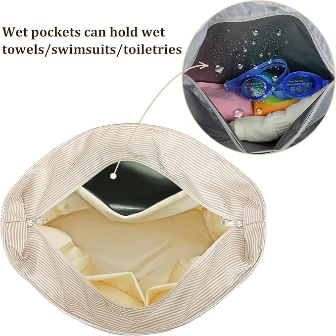 LEDAOU Beach Bag Waterproof Sandproof Women Beach Tote Pool Bag with Zipper for Swim Gym Grocery Travel with Wet Pocket | Sandproof - Image 7