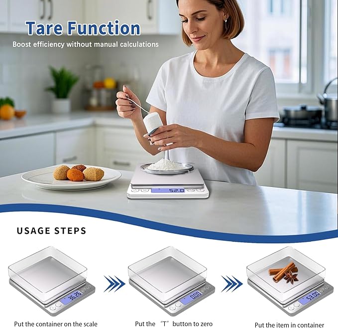 Gram Scale Small Digital Food Scale, 500g by 0.01Gram/0.001Ounce, Accurate Weighting, MEIYA Multifunction Kitchen Scale for Jewelry/Baking/Soap, 9 Units, Tare Function, LCD Display, Including Battery - Image 5