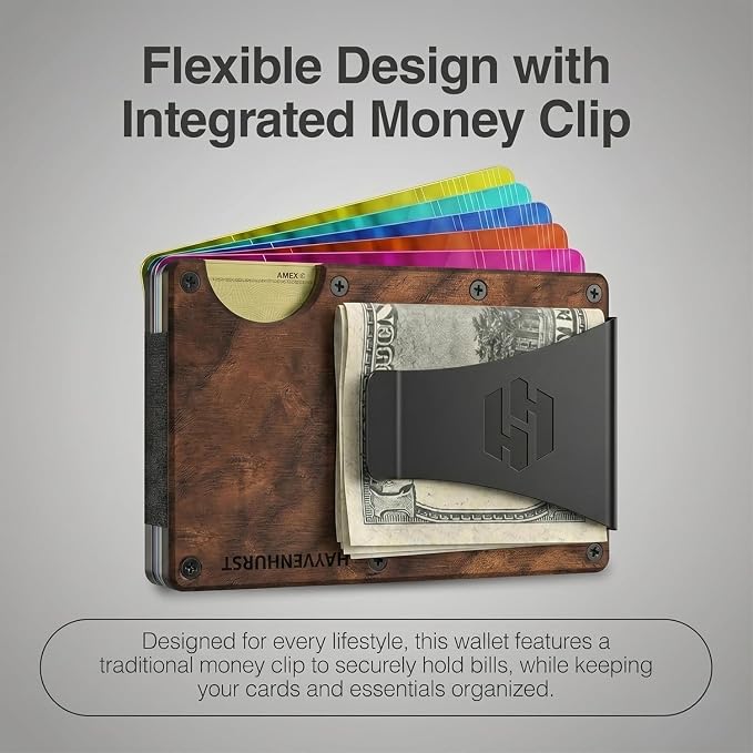 Wallet for Men - Slim RFID Blocking Metal Wallet with Money Clip, Minimalist Front Pocket Credit Card Holder, Small Mens Wallet - Image 4