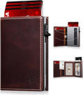 Minimalist Wallet for Men,Full Grain Leather RFID Blocking Wallet with 2 ID Windows，Trifold Pop Up Credit Card Holder Wallet 9-11 Cards Slim Genuine Leather Wallet ，Gifts for Men by Unknown
