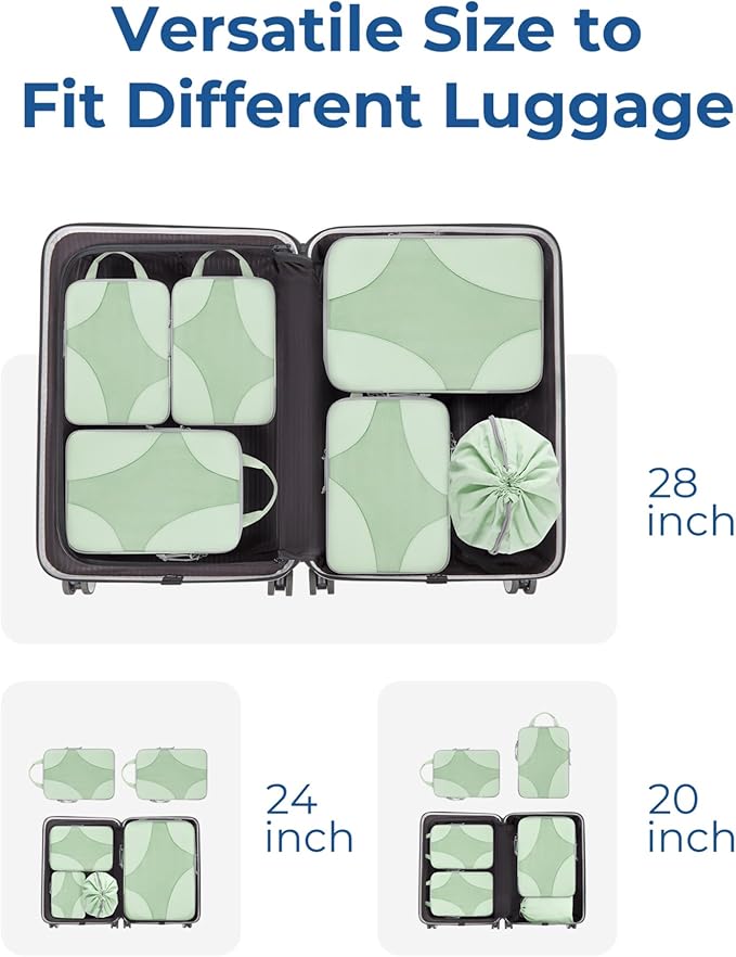 Bagsmart Compression Packing Cubes, Travel Bag Cruise Ship Essentials | Lightweight, Compressible Suitcase Organizer Set fit Standard Carry-On & Checked Luggage, 6 Set, 14 Set Washable Packing Bags - Image 6