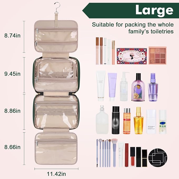 Toiletry Bag for Women, Large Cosmetic Travel Bag, Hanging Toiletry Bag for Bathroom, Thickened PVC Waterproof Travel Makeup Bag, Toiletries Bag for Travel Business Trips and Camping - Image 2