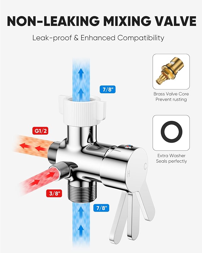 Arofa Hot and Cold Bidet Sprayer for Toilet, Warm Water Bidet Attachment | Hot & Cold Control, Adjustable Water Flow, 7/8" Brass T-valve, Fits Two-Piece Toilets, Feminine/Baby/Pet Wash, Easy Install - Image 3