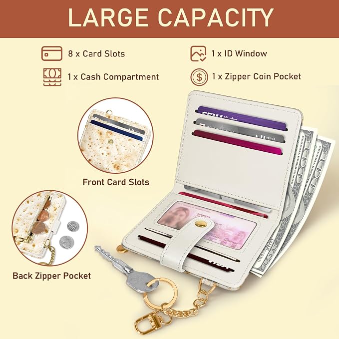 Jogjam Funny Taco Rfid Women Wallet, Small Slim Compact Credit Card Holder | PU Leather Bifold Cash Zipper Coin Pocket ID Window, for Female Ladies Teen Girls Girly Gifts - Image 4