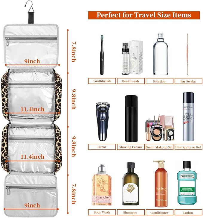 Hanging Travel Toiletry Bag,Large Capacity Cosmetic Travel Toiletry Organizer for Women with 4 Compartments & 1 Sturdy Hook,Perfect for Travel/Daily Use/Christmas - Image 3