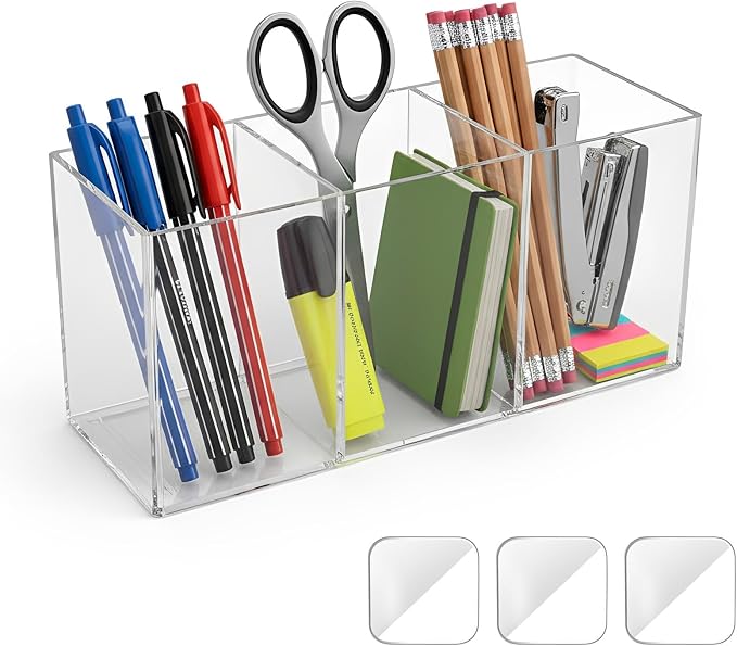 Clear Kitchen Cabinet Door Organizer, Adhesive Mount Inside Cabinet Storage Shelf - Pen Organizer, Makeup Brush Holder, Under Sink Door Storage for Kitchen, Bathroom, Office, Garage, Craft Room by Unknown