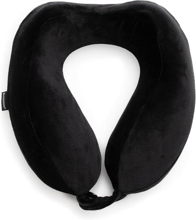 Brookstone Neck Travel Pillow Lightweight Contoured Memory Foam Support | Structured Shape Keeps Your Head Aligned While Seated, Soft Fleece Cover Feels Gentle Against Skin on Flights or Car Rides by Unknown