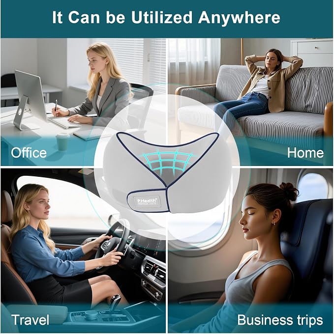 Travel Neck Pillow for Airplanes, Neck Support Pillow for Sleeping & Pain Relief, Stuffable Cervical Pillow, Portable Travel Essentials for Plane, Car & Office(Gray) - Image 3