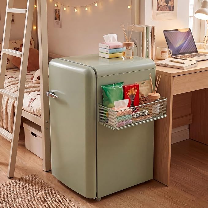 FoldTier 1 Pack Sage Green Magnetic Basket Dorm Mini Fridge Shelf Organizer Kitchen Storage Bin Container Spice Holder for Locker Refrigerator Pantry Dorm Essentials (13.8 x 3.1 x 4.9 Inch) - Image 6