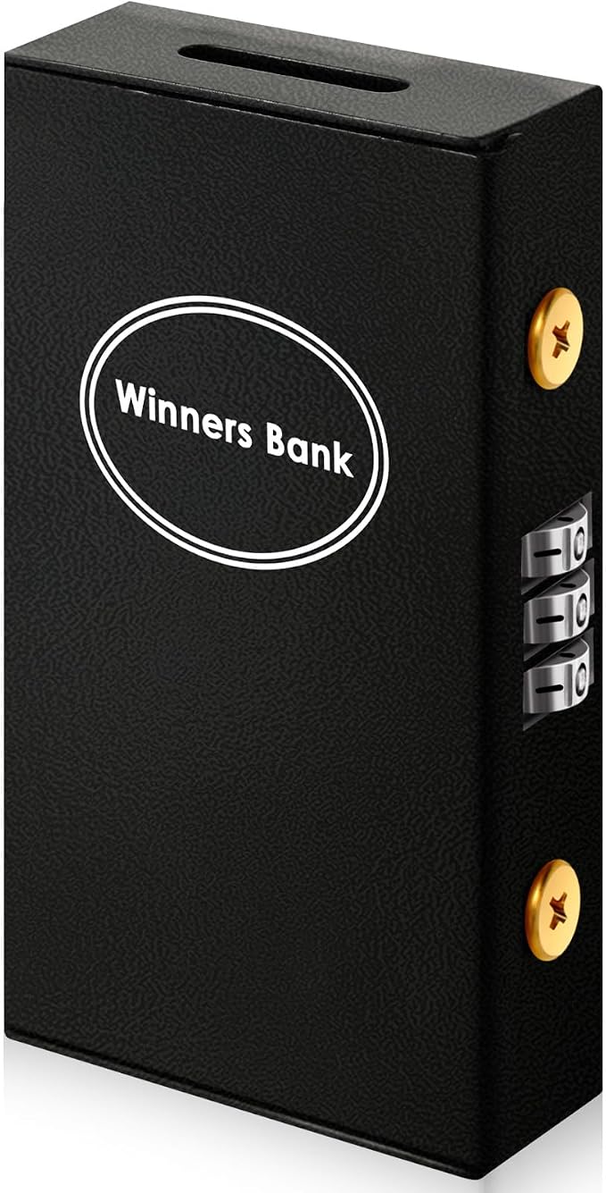 Reallnaive 1 Pack Metal Box for Gamblers Pocket Sized Winner Bank Casino Cash Box with 2 Keys Portable Casino Money Safe strongbox for Cash Saving Go Home Money Gifts(Black,Coded) by Reallnaive