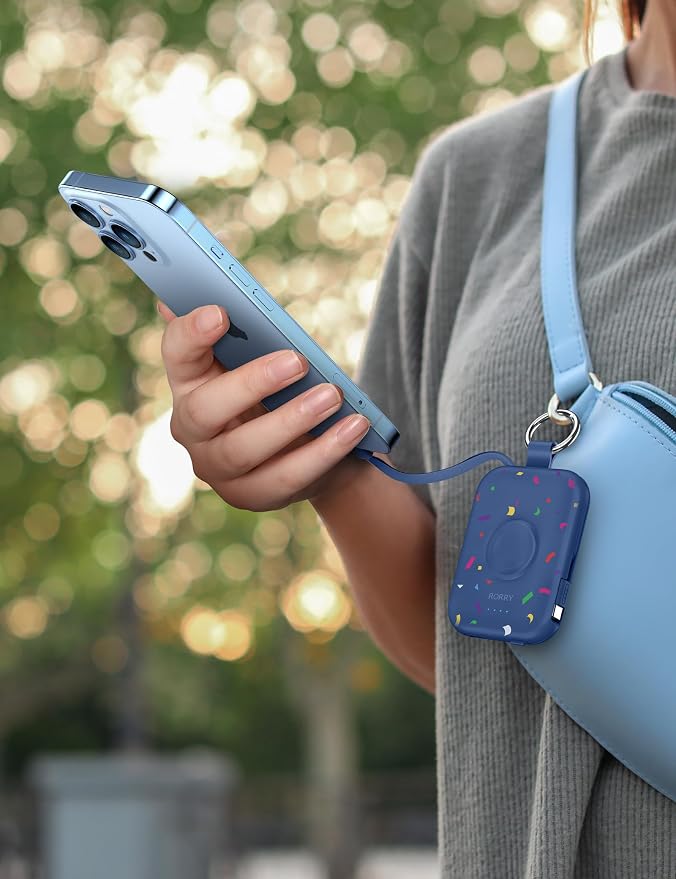 RORRY CharmGo Portable Charger, 5000mAh Portable Charger Power Bank | Built-in Cables,Travel Keychain Battery Pack Essentions for Apple Watch 1~11 Series/Ultra/SE & iPhone Air/17/16/15/14/13/12 - Image 5