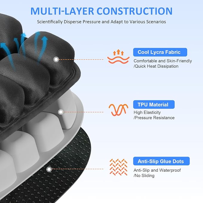 Travel Seat Cushion, Airplane Seat Cushion for Long Flights, Easy to Carry, 3D Inflatable Cushion for Wheelchair, Travel,Driving,Office Work - Image 7