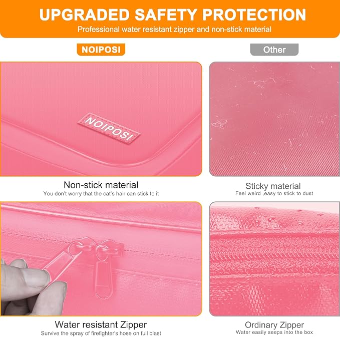 5200℉ Fireproof Document Box with Lock 16.1"x11.4"x4.3"- 8 Layers | Home ,Travel ,Strong, Water Resistant,Safe Storage Document Storage Organizer for Important Documents and File,Pink - Image 5