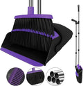 Broom with Dustpan Combo Set, 51" Household Dustpans and Broom, Standing Dust Pan Set for Home, Purple Cleaning Set for Kitchen Lobby Indoor Outdoor | Hands-Free Pet Hair Cleaning, Built-in Comb Dustpan, Space-Saving Storage, Multi-Surface Use for Home... by UDUK