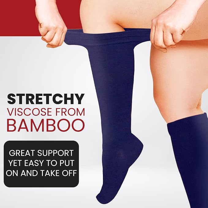 BAMS Plus Size Compression Socks Wide Calf XL XXL XXXL – Graduated Knee-High Support, Viscose from Bamboo Easy-On/Easy-Off - Image 3