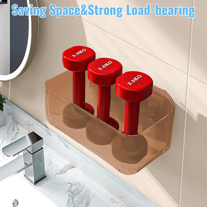 CGBE 2-Pack Cabinet Door Organizer, Self Adhesive Bathroom Shelves, Amber | Acrylic Shower Caddy, Wall Mounted Storage, No Drilling, Automatic Draining, For Cabinet Door and Shower Wall - Image 3