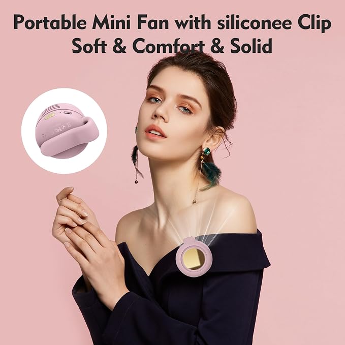 Portable Silent Mini Bladeless Electric Fan,Small fan Clip on for Shirt & Waist,2026 New Mini Bladeless Fan Clip On,Adjustable 3-Speed For Outdoor & Travel & Office, Travel Accessories, Gift (pink) - Image 3