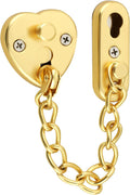 Alise Door Chain Lock, Gold Adjustable Child Proof Security Door Lock for Apartment | Stainless Steel Chain Door Lock,Heart-Shaped Design Press-To-Unlock, Heavy Duty Chain Lock For Bedroom & Travel by Alise