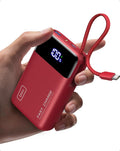 INIU 20000mAh Portable Charger, Smaller 45W Fast Charging Travel Power Bank | Flight-Safe, Built in USB-C Cable, Travel Essential, Battery Phone Pack for iPhone 17 16 Pro, Samsung S26, iPad etc, Red by INIU