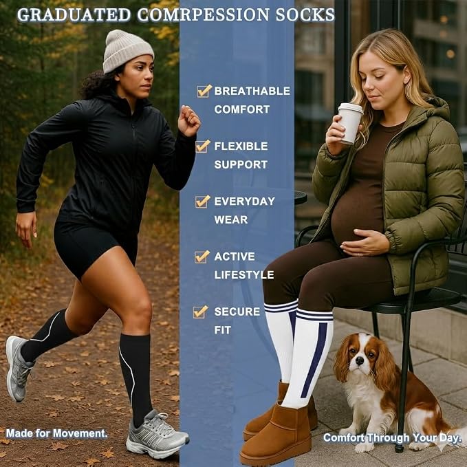 Sooverki Compression Socks for Women and Men Circulation (3/4 Pairs) is Best Support for Running Athletic Cycling Hiking - Image 5