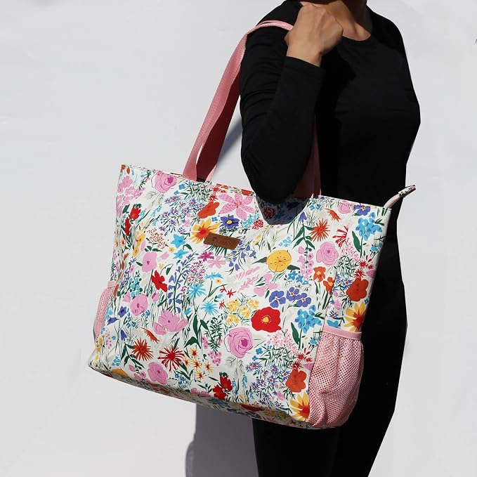 ESVAN LARGE BEACH BAG Water Resistant Lightweight 20 inch Women Oversize Tote Bag for Gym Beach Travel Pool Yoga Nurse - Image 2