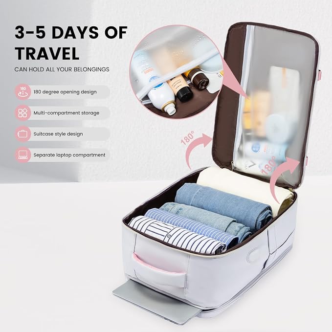 LOVEVOOK Travel Backpack for Women, 40L Carry On Backpack with 3 Packing Cubes,TSA Personal Item Travel Bag Airline Approved, Water Resistant Weekender Overnight Luggage Daypack, Fits 17 Inch Laptop - Image 2
