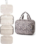 Narwey Travel Toiletry Bag for Women Large Capacity, Hanging Makeup Bag Organizer Toiletries Bag for Full Size Essentials, Accessories, Brushes, Cosmetics (Beige Leopard (Large)) by Narwey