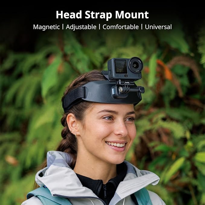SMALLRIG Head Strap Mount for Action Cameras, Magnetic Quick Release | Adjustable Fit, Adapter Base for DJI Osmo Action 6/5 Pro/4, for Insta360 Ace Pro 2, for Hero 13/12/11/10/9 Black - 5724 - Image 2