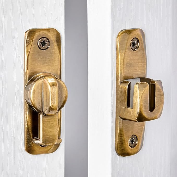 2 Packs Brass Barn Door Latches,90/180 Degree Gate Lock_B | Zinc Alloy Right Angle Door Lock Latch,Flip Gate Latches,Sliding Door Latch Lock,for Cabinets,Fence Gates,Pet Cage - Image 6