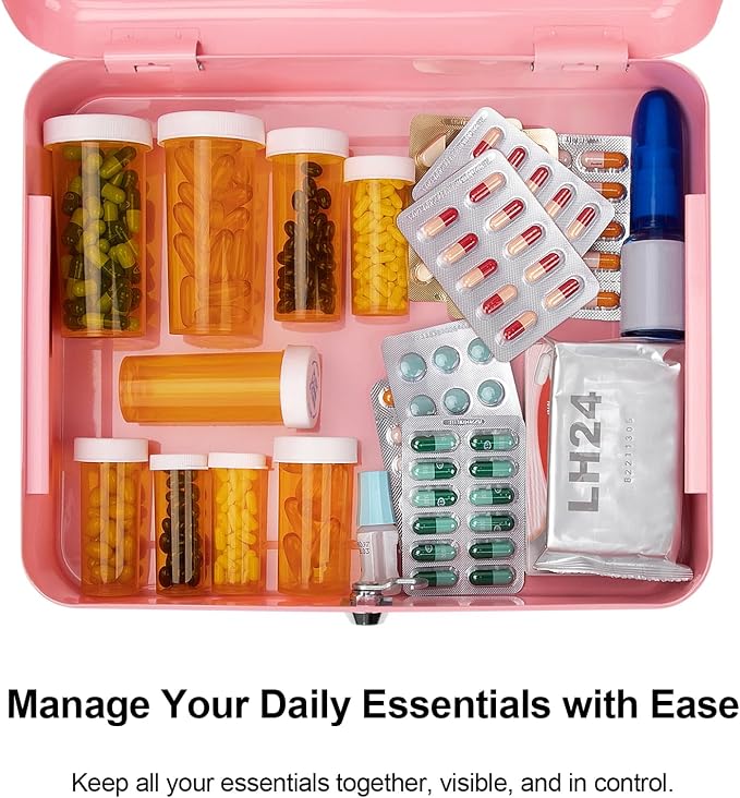 Jssmst Large Cash Box with Key Lock - Durable Metal Cash Box with Money Tray, 11.81 x 9.84 x 3.46 inches (X-Large, Pink) - Image 6