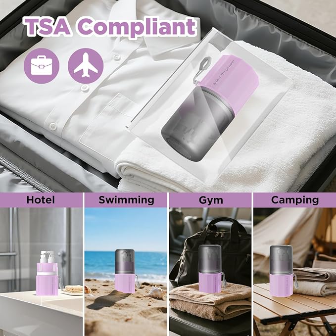 4 in 1 Travel Toiletry Containers,TSA Approved Refillable Travel Size Toiletries Bottles Set with Suction Cup for Smooth Walls - for Shampoo,Conditioner,Body Wash,Lotion.(Pink) - Image 6