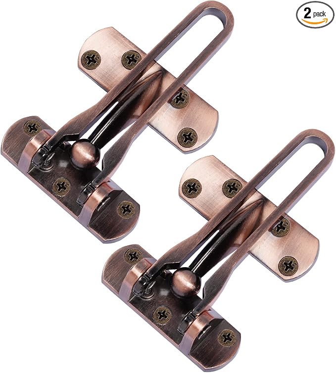 Topbuti Home Security Door Lock, 2 Pack Latch Guard Clasp Front Door Locks for Kids, Home Reinforcement Lock for Swing-in Doors, Hotel Door Latches, Thicken Solid Aluminium Alloy, Classic Bronze by Topbuti