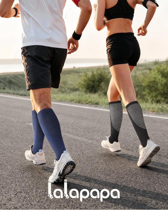 Comfortable Cotton Compression Socks | 20-30mmHg Ankle Arch Support Socks, Breathable Extra Cushion for Flying Travel Nurse, Graduated Support for Women Men - Image 2