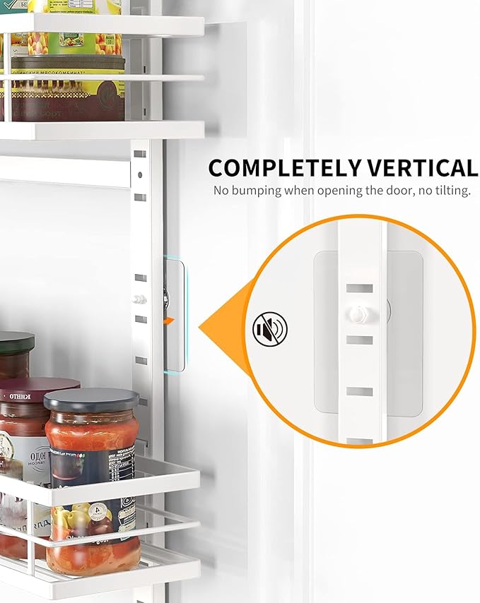 Moforoco White 6-Tier Over Door Pantry Organizer, Pantry Organization Storage, Door Metal Hanging Spice Rack Basket Shelves, Home Kitchen Apartment Essentials, Laundry Room Bathroom Organization - Image 4