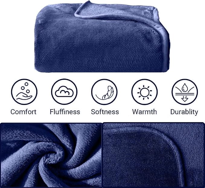 Travel Blanket Pillow, Soft Airplane Blanket 2-in-1, Travel Blanket Airplane Compact with Bag, Travel Essentials Accessories for Plane and Car,60x40 Navy - Image 4